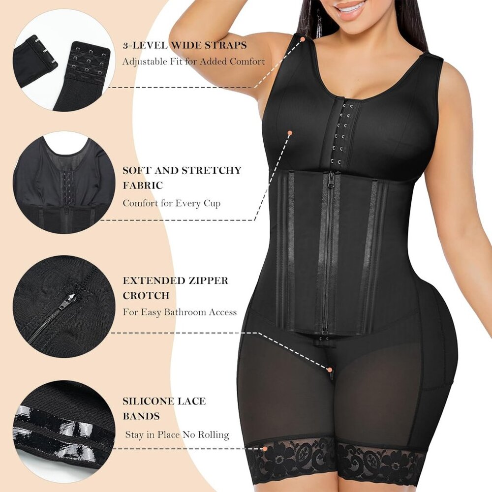 Women' Shapewear Tummy Control Body Shaper Girdles Post Garment 1-Black - Picture 4 of 6